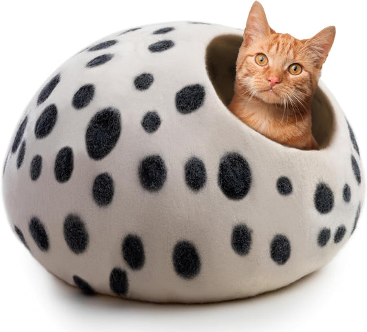 Luxurious Eco-Friendly Merino Wool Cat Cave Bed - Foldable Hideaway Pod for Indoor Cats - Premium Felt Kitten Beds - Covered Cat House for Ultimate Cozy Comfort by Woolygon - Pet Explorer