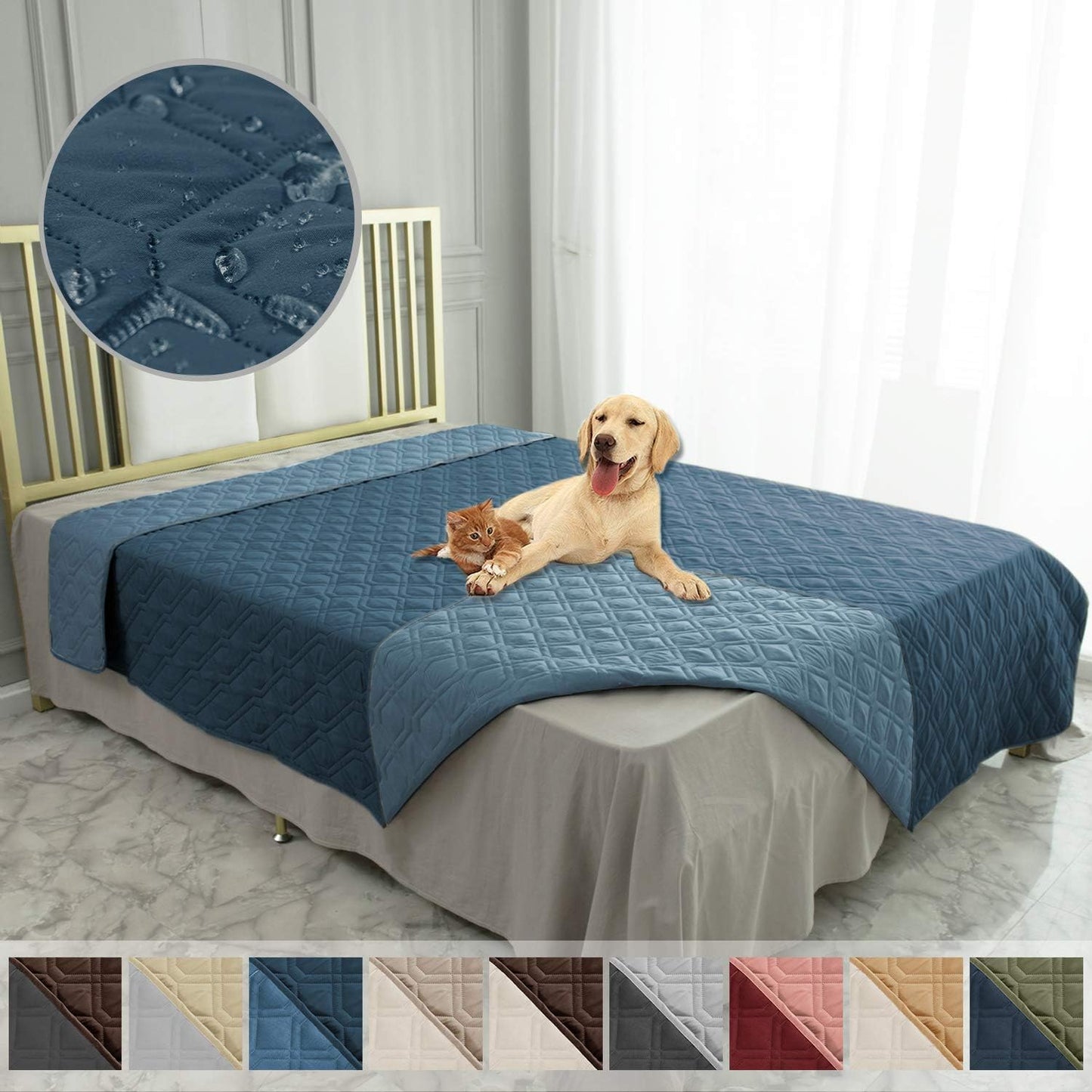 Ameritex Waterproof Dog Bed Cover Pet Blanket for Furniture Bed Couch Sofa Reversible - Pet Explorer