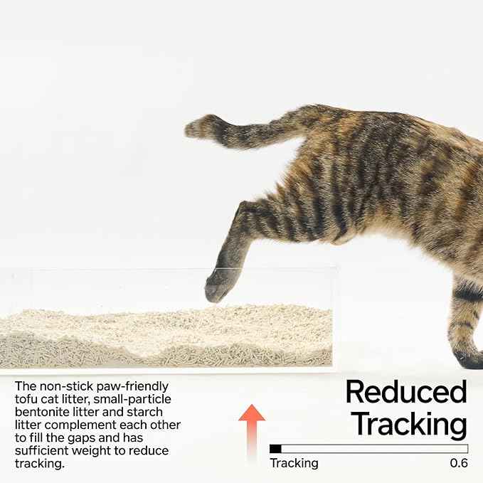 pidan Mix Cat Litter,Tofu Cat Litter with Bentonite Starch 60%:30%:10%,Absorbent and Fast Drying,Flushable,Selected Quality Pea Dregs,5-Fold Water Absorption,Strong Clumping (Upgraded-5.3lb×1bag)