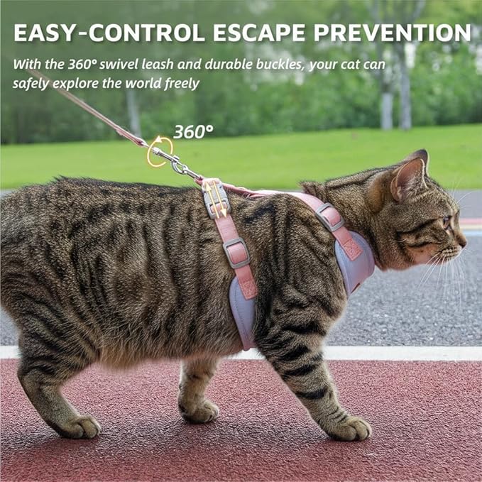 Escape-Proof Cat Harness and Leash Set - Adjustable and Comfortable - Ideal for Walking Cat Outdoors - Fits Small Dogs, Kittens, Medium, and Large Cats (Blue, M)