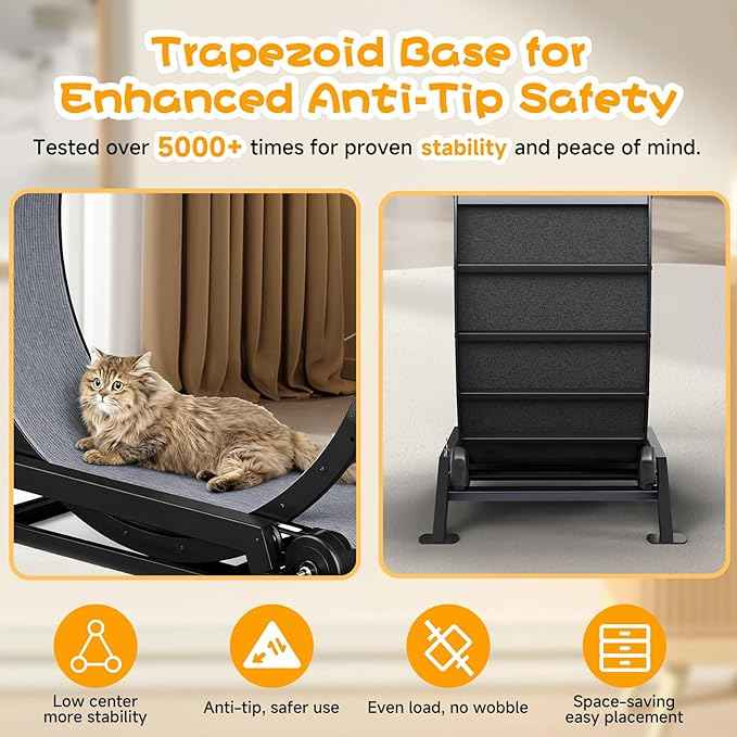 GTPLAYER Cat Wheels, Large Cat Exercise Wheel for Indoor Cats, 40"Diameter cat treadmill Detachable Carpet & Teaser, stickers, Ultra-quiet scroll wheel With latch, Suitable for Most Cats, Metal, Gray