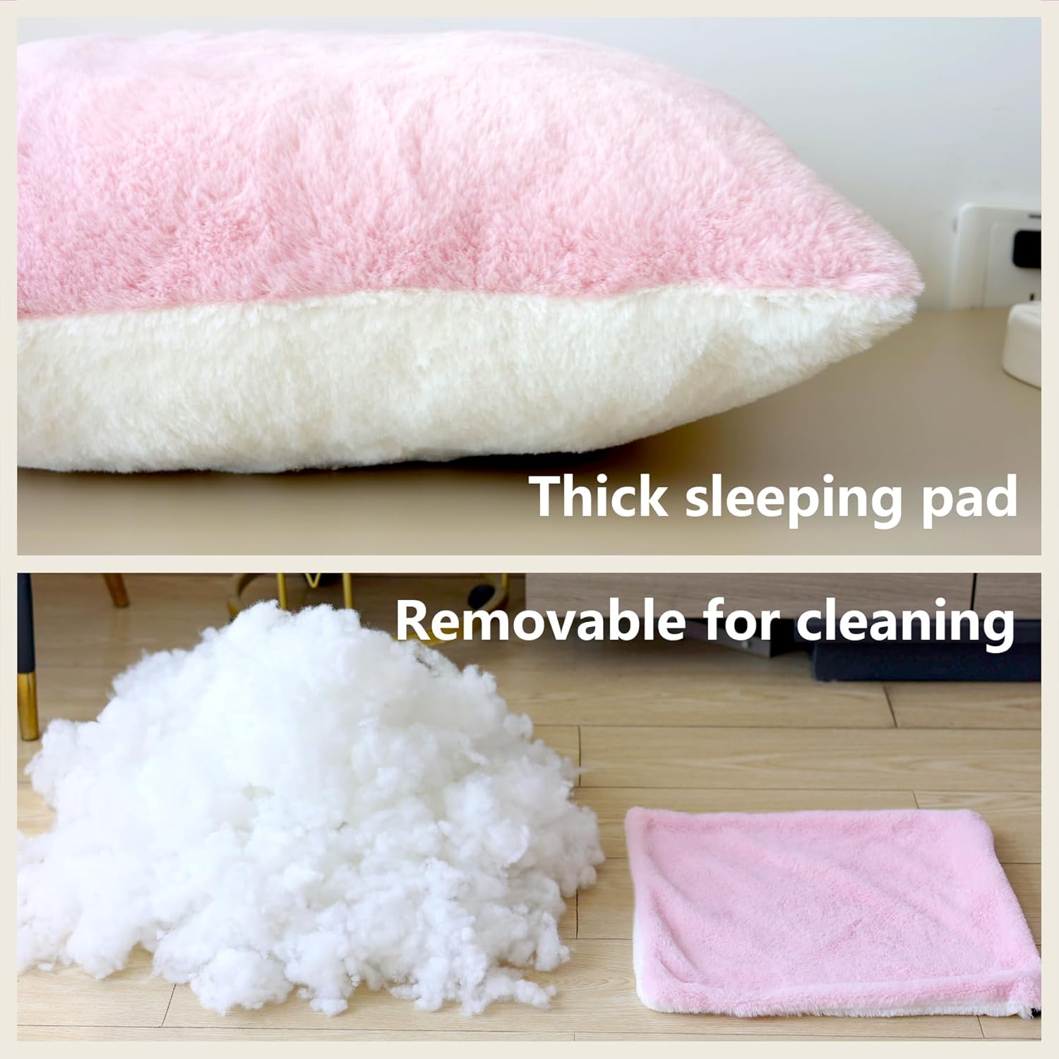 Cat Bed for Indoor Cats，Foldable cat cave，Anti-Slip & Water-Resistant Bottom，cat Houses for Indoor Cats or Small Dogs, Kitten Tent, Rabbit Bed，2 in 1 pet Bed (Pink) - Pet Explorer