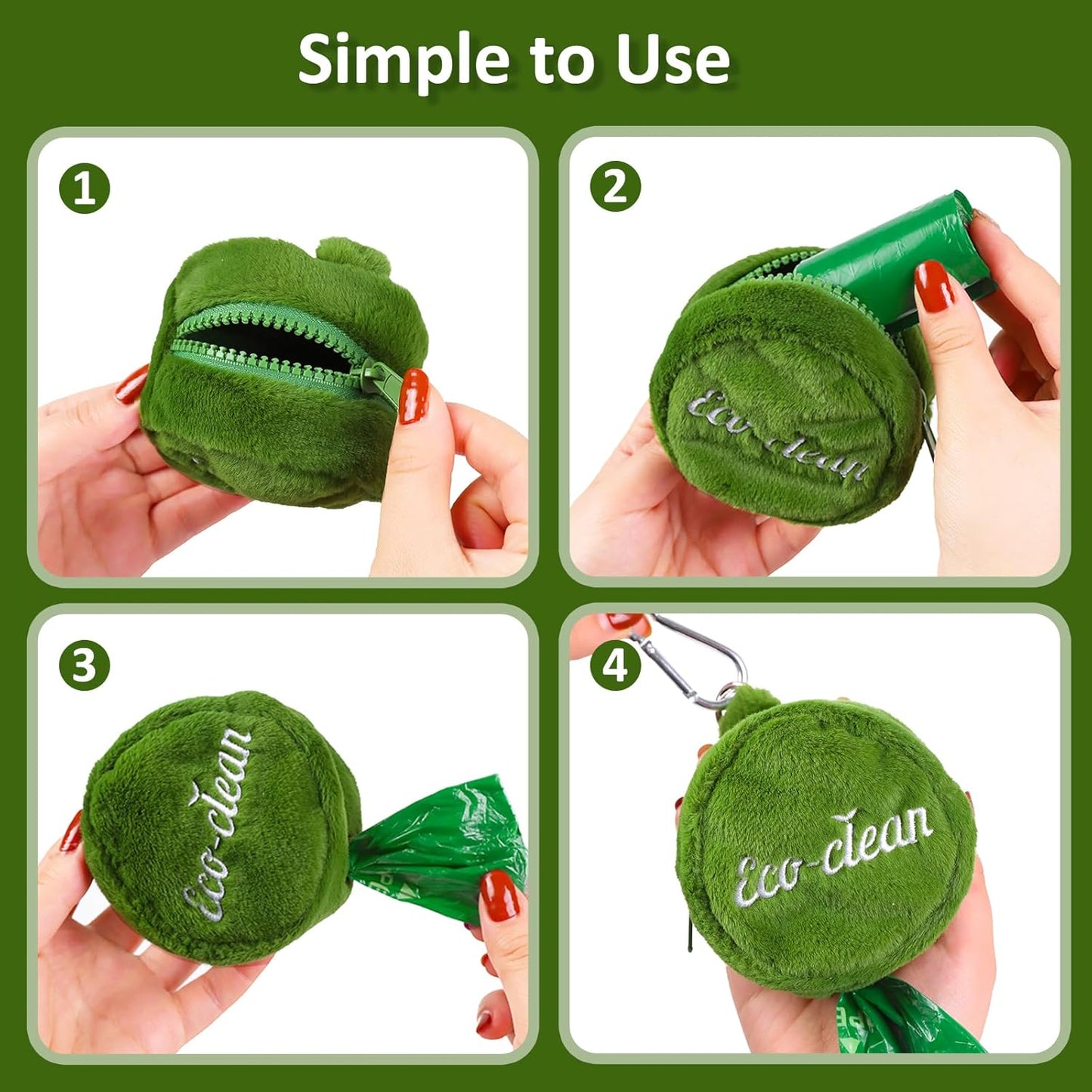 ECO-CLEAN Dog Poop Bags with 3 Bags Left Indicator - 360 Count Extra Thick and Leak Proof Pet Waste Bags with 1 dispenser, Unscented - Pet Explorer