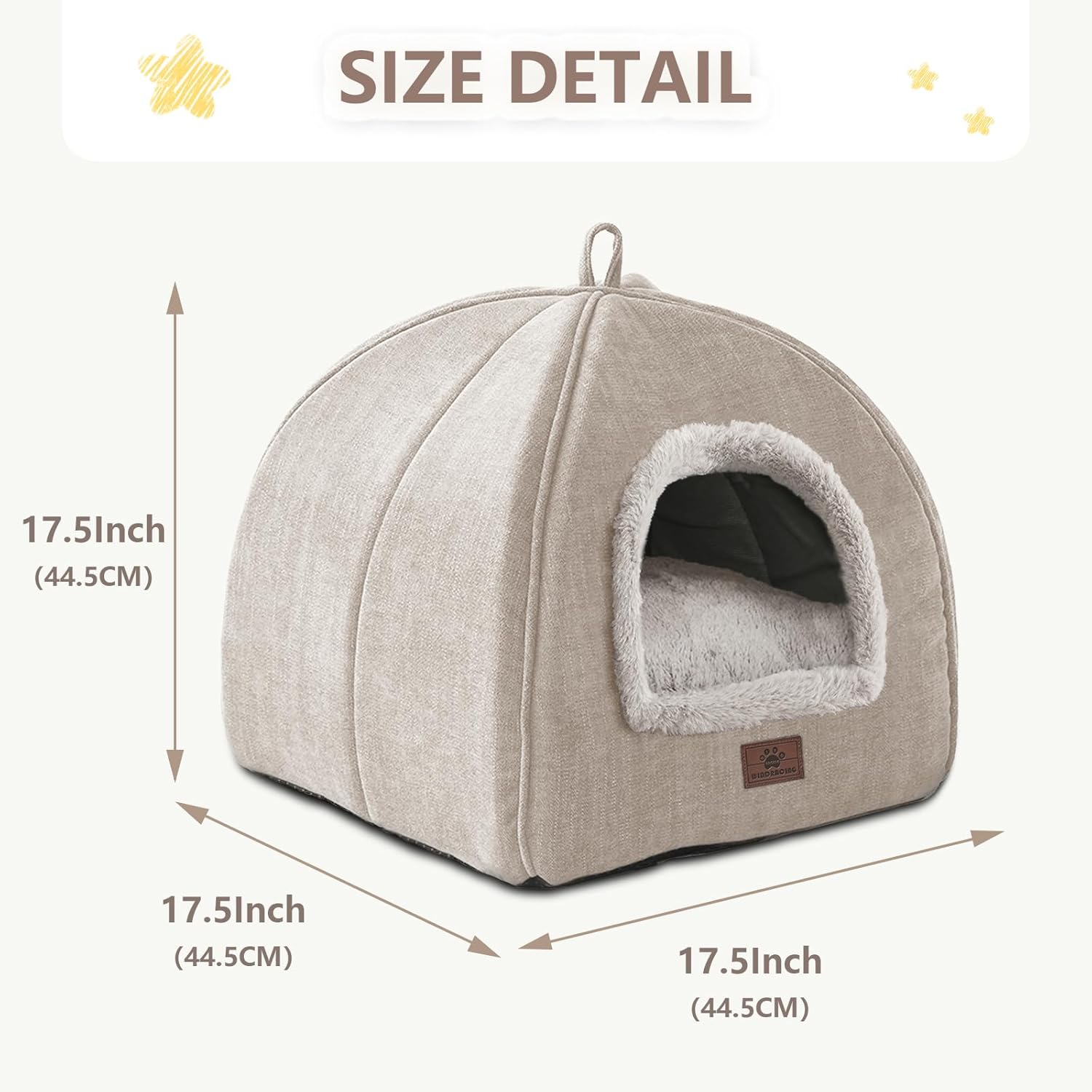 Cat Bed for Indoor Cats - Cat Cave Cat House Cats Tent with Removable Washable Cushioned Pillow, Soft and Self Kitten beds (Large, Beige) - Pet Explorer