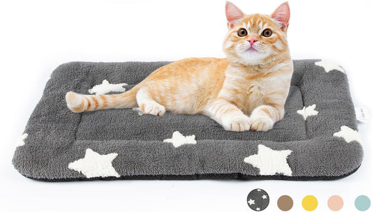 Mora Pets Cat Bed for Indoor Cats Washable Dog Crate Pad Cute Star Dog Bed Mat for Small Dogs Pet Kennel Pad for Cage Soft Flat Puppy Kitten Cushion Sleeping Anti-Slip Grey 22 x 13 - Pet Explorer