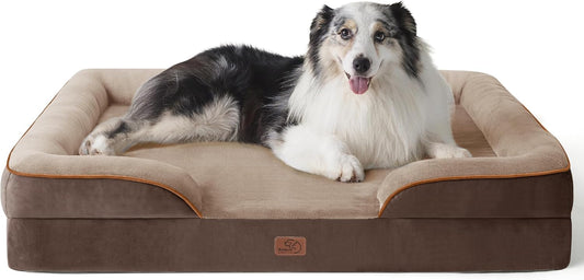 Bedsure Orthopedic Dog Bed for Extra Large Dogs - XL Washable Dog Sofa Beds Large, Supportive Foam Pet Couch Bed with Removable Washable Cover, Waterproof Lining and Nonskid Bottom, Brown - Pet Explorer