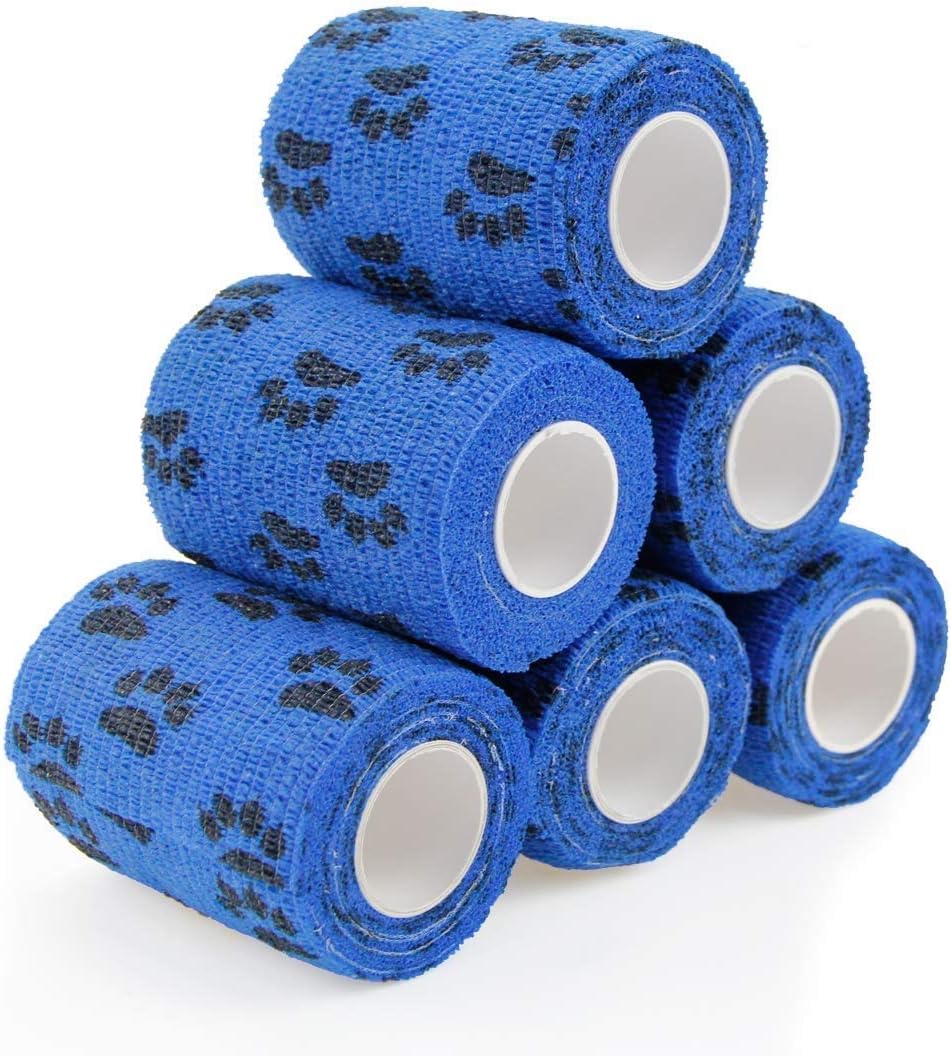 AUPCON Vet Wrap Cohesive Bandages Bulk Self Adhesive Bandage Wrap Self Adherent Wrap Non-Woven for Dogs Pet Animals & Ankle Sprains & Swelling (3 Inch Blue Claw) - Pet Explorer