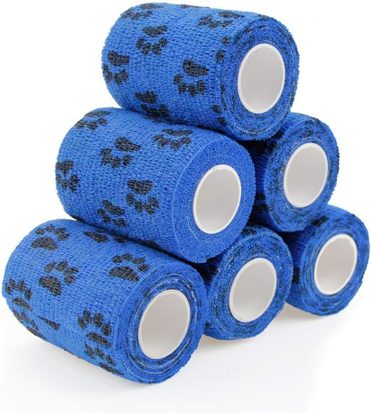 AUPCON Vet Wrap Cohesive Bandages Bulk Self Adhesive Bandage Wrap Self Adherent Wrap Non-Woven for Dogs Pet Animals & Ankle Sprains & Swelling (3 Inch Blue Claw) - Pet Explorer