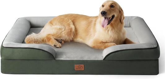 Bedsure XL Plus Orthopedic Dog Bed for Extra Large Dogs - Waterproof XLarge Dog Cat Bed, Comfort Dogs Couch Sofa with Washable Removable Cover, Pet Bed with Nonskid Bottom, Boreal Canopy Green, 48" - Pet Explorer