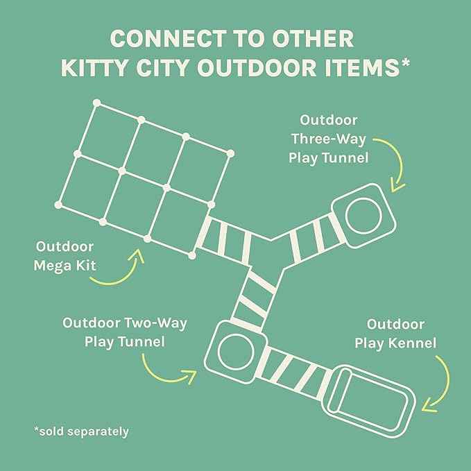 Kitty City Outdoor Catio Furniture and Play Kits for Cats, Three Way Tunnel