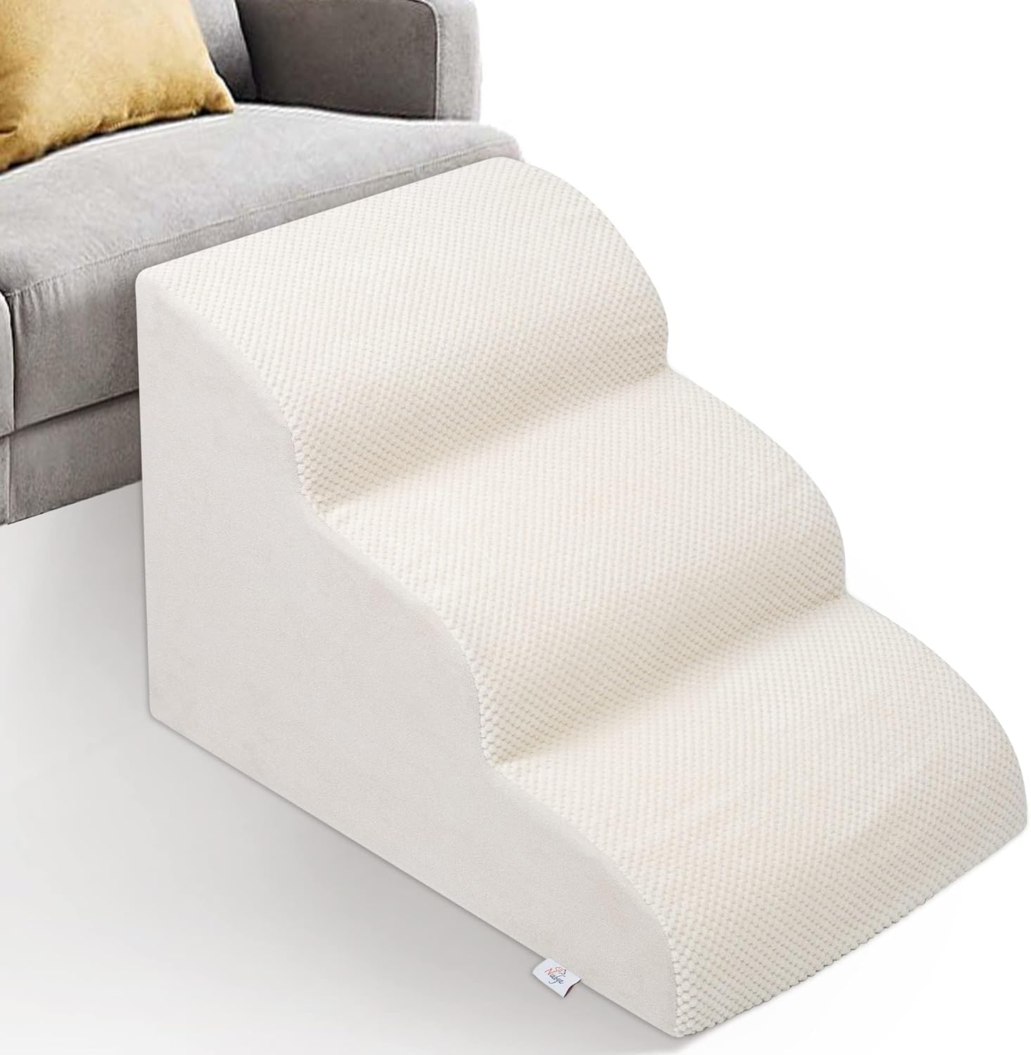 Dog Stairs for Small Dogs - High Density Foam Pet Steps, Extra Wide Dog Ramp with Non-Slip Bottom for High Beds, Couch and Sofa, Best for Dogs Injured, Older Doggy Cats - Pet Explorer