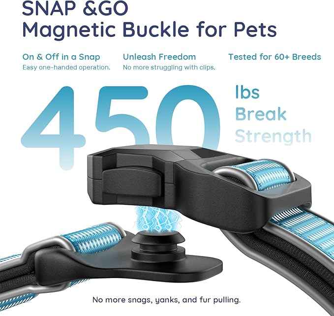WhoseID Premium Dog Collar for Large Dogs - IPX8 Waterproof AirTag Dog Collar | Magnetic Buckle Heavy Duty Collar | 450LB Escape-Proof | Reflective Dog Collar with AirTag Holder