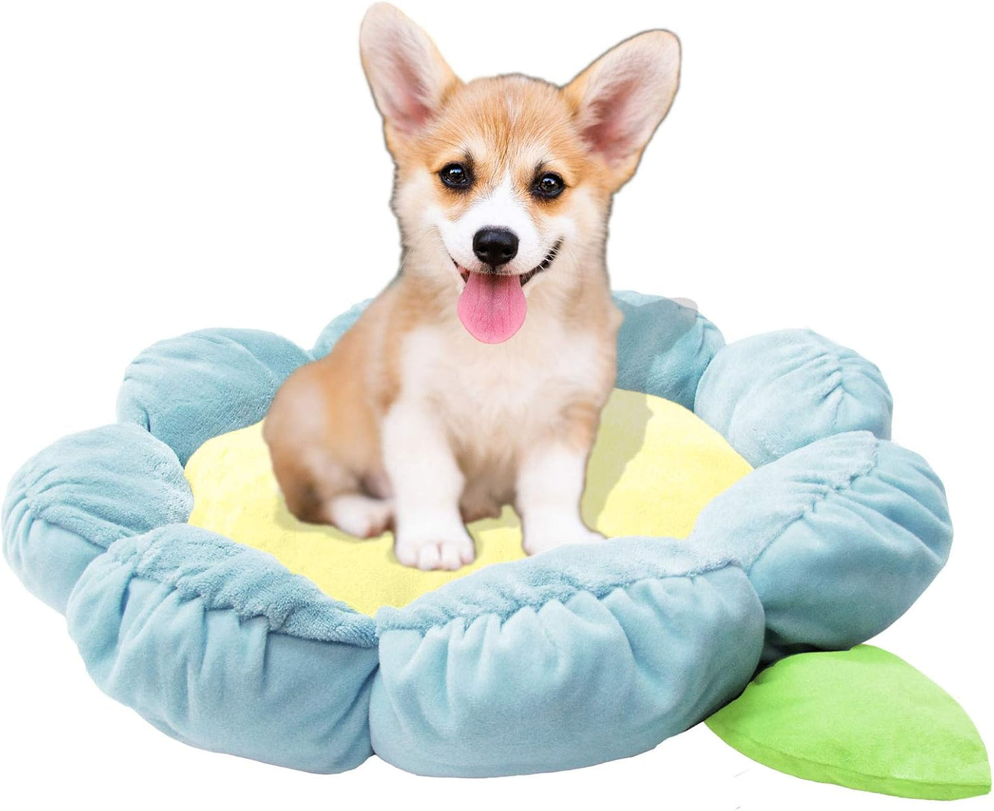 TONBO Soft Plush Small Cute and Cozy Nature Dog Cat Bed, Washer and Dryer Friendly (Blue Flower) - Pet Explorer