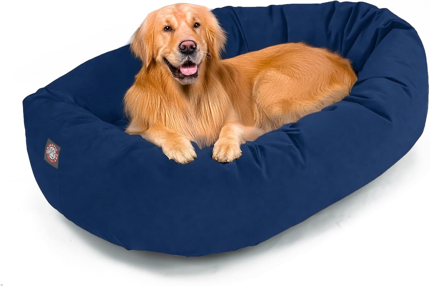 Majestic Pet 40 Inch Suede Calming Dog Bed Washable 40x29x9 (Inch) – Cozy Soft Round Donut Dog Bed with Spine Support for Dogs to Rest Their Head - Pet Bed Large – Navy (2025) - Pet Explorer