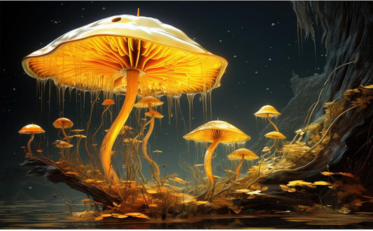 Fantasy Mushrooms Aquarium Background Fantasy Mushroom in Magical Enchanted Fairy Tale Stream Reptile Tank Enclosure Terrarium Backgrounds Mushroom Theme Landscape Fish Tank Backgrounds 24x16in - Pet Explorer