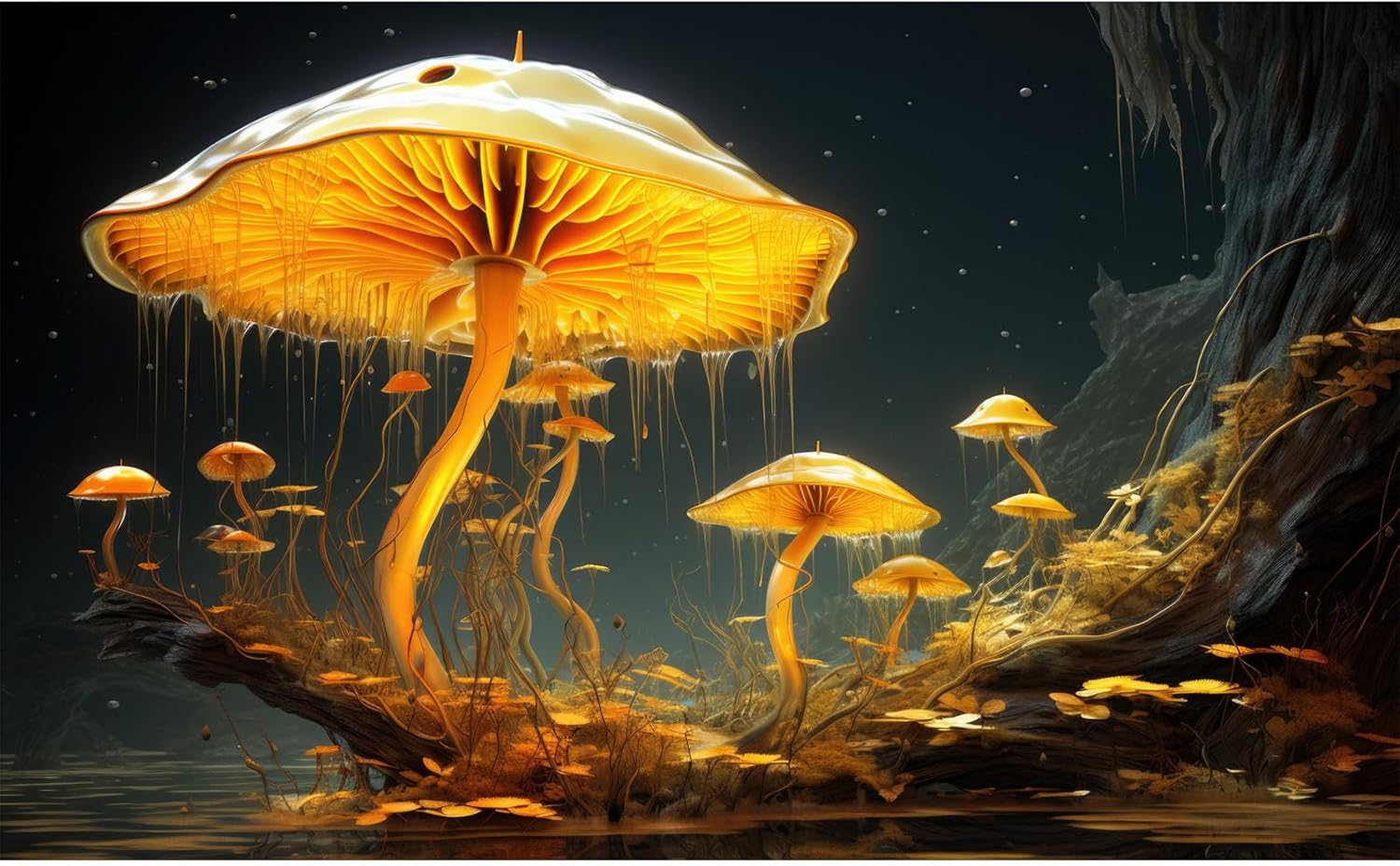 Fantasy Mushrooms Aquarium Background Fantasy Mushroom in Magical Enchanted Fairy Tale Stream Reptile Tank Enclosure Terrarium Backgrounds Mushroom Theme Landscape Fish Tank Backgrounds 30x12in - Pet Explorer