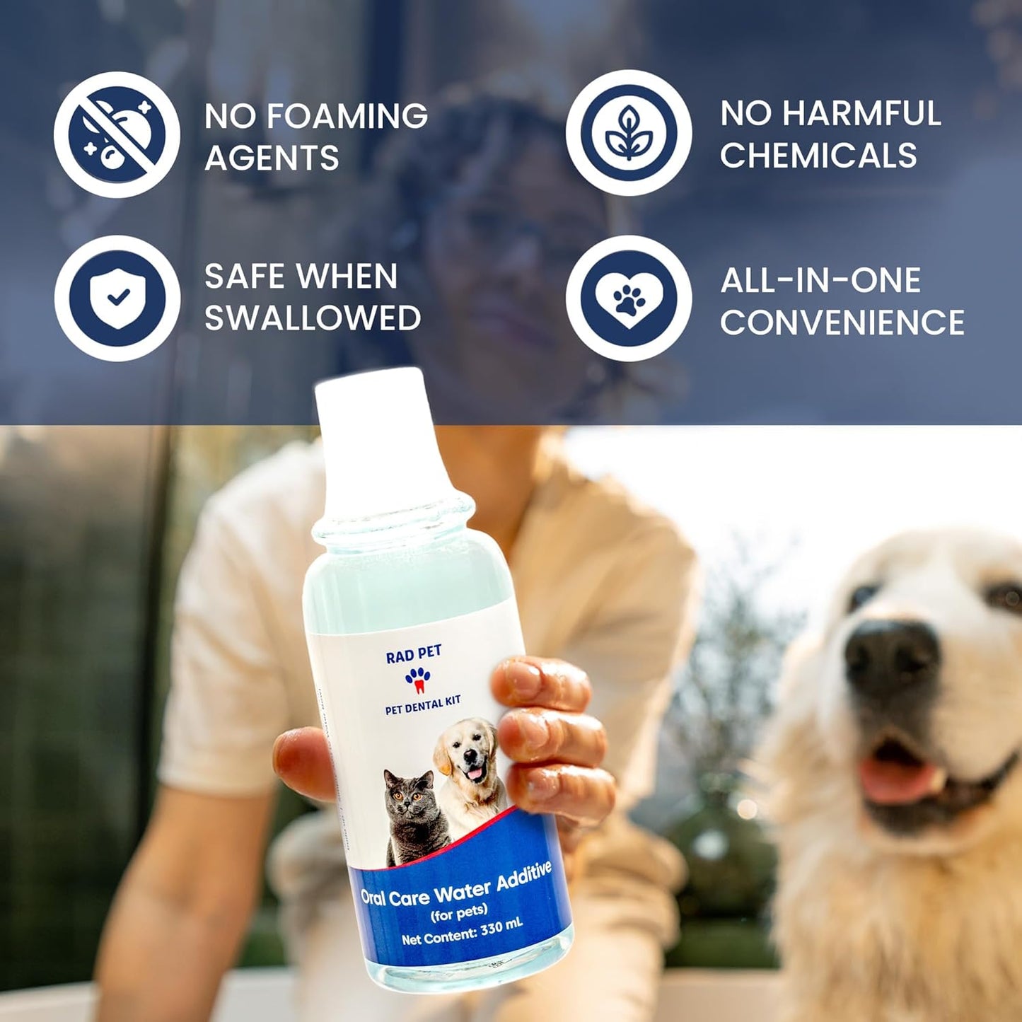 RAD PET - Advanced Pet Dental Hygiene Kit, Vet-Formulated Cat & Dog Tooth Brushing Kit, Complete Oral Care with Cat/Dog Toothbrush and Toothpaste (Enzymatic), Pet Dental Wipes & Water Additive - Pet Explorer
