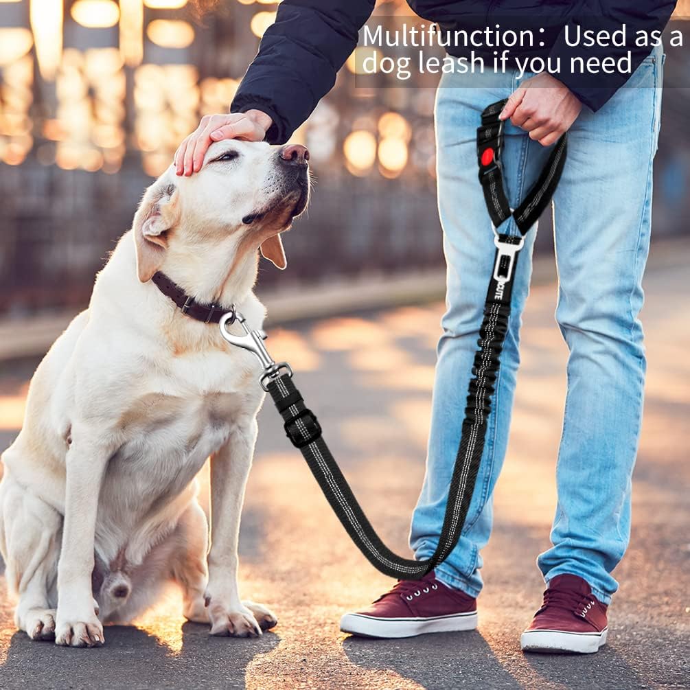 2 Piece Set Retractable Dog Car Seatbelts - Adjustable Pet Seat Belt for Vehicle Headrest Restraint - Heavy Duty & Elastic & Durable Car Harness - Pet Explorer