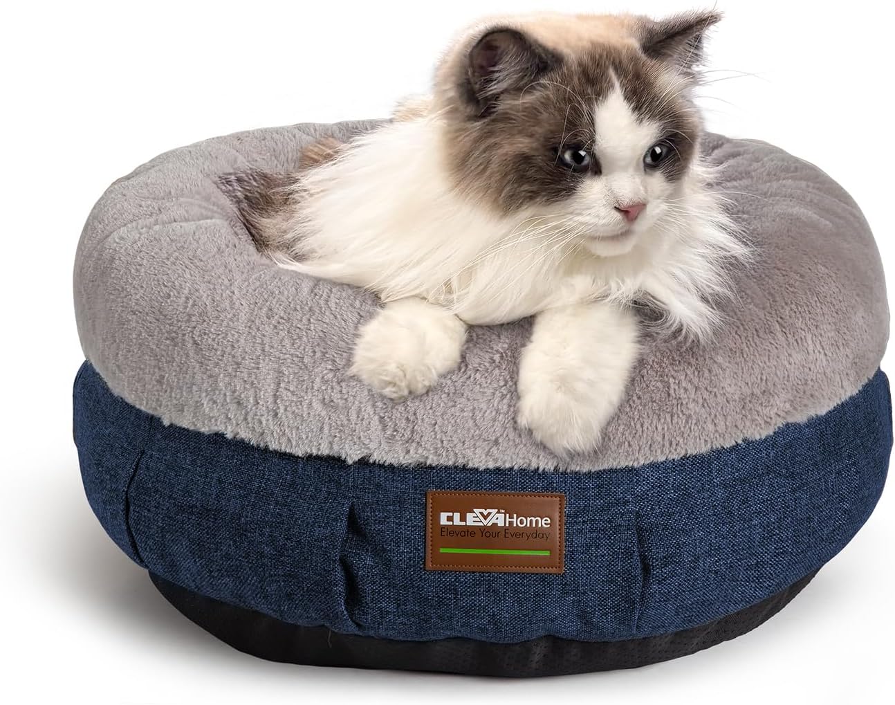 ClevaHome Cozy Cat Bed - Ultra-Soft Plush Pet Bed with Raised Sides and Anti-Slip Base, Comfortable Round Bed for Small Pets up to 11 lbs - Pet Explorer