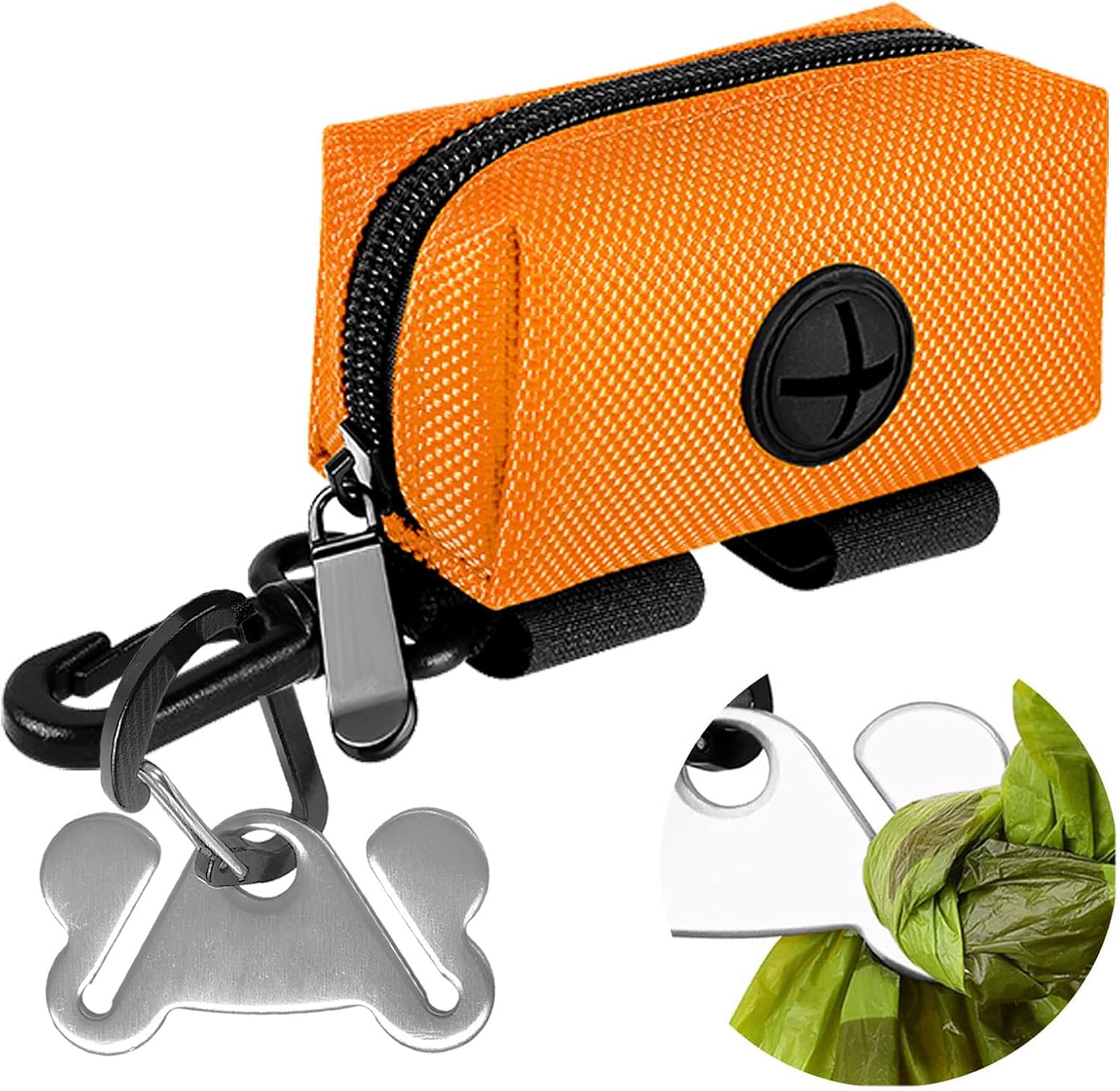 Dog Waste Bag Dispenser Pet Poop Bags Holder for Doggie Waste Bags Dispensers Soft Fabric Zipper Small Doggy Puppy Pouch for Leash Accessory Attachment with Carrier,Orange - Pet Explorer