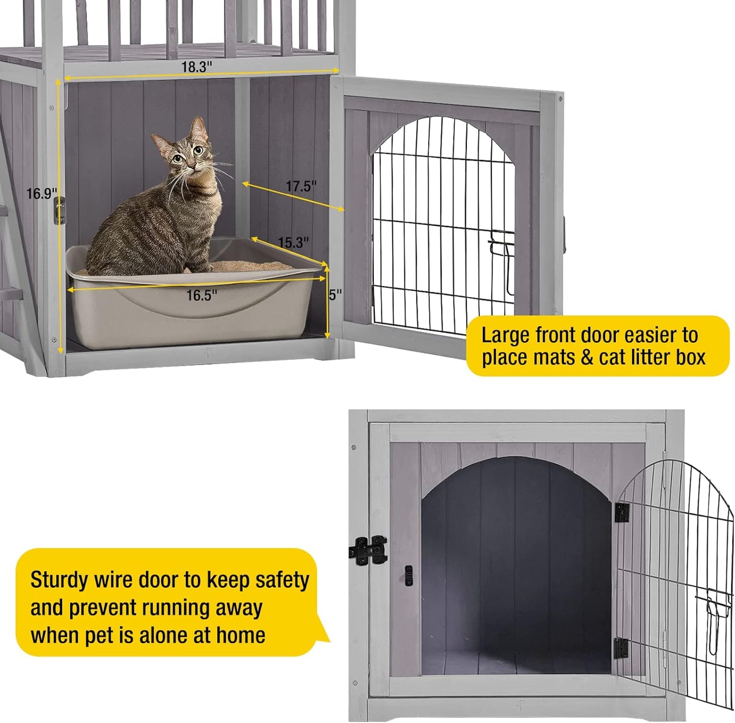 Aivituvin Dog House Feral Cat House Outdoor and Indoor,Pet Houses with Stairs,2 Storys - Pet Explorer