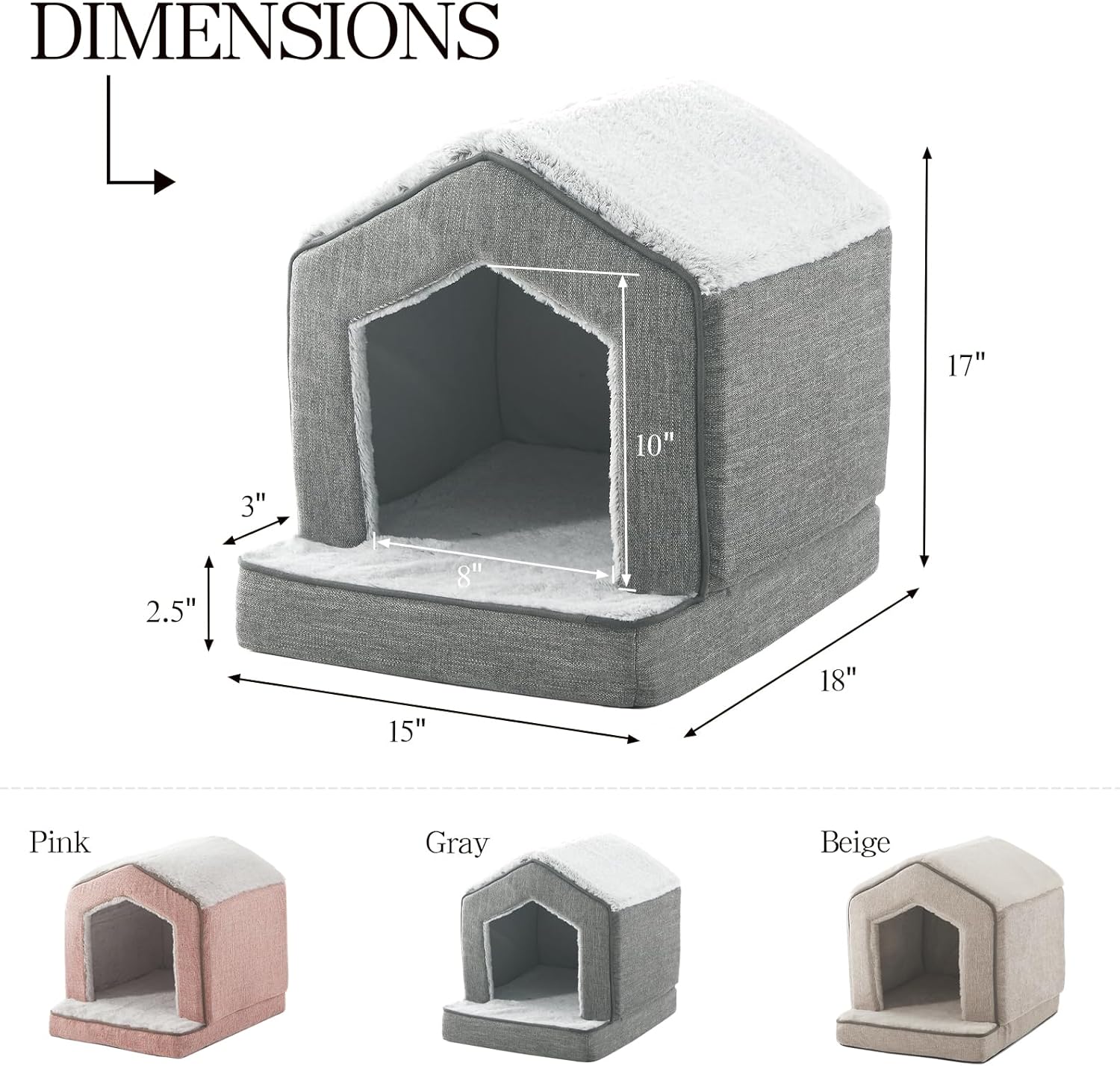 Orthopedic Cat Houses for Indoor Cats,Small Dogs,Super Soft Cat Bed Cave,Condos, Cubes,Cat Hideaway,Covered,Cat Bed for Kitty Small Medium Large Pet (Gray, 18" L x 15" W x 17" Th) - Pet Explorer