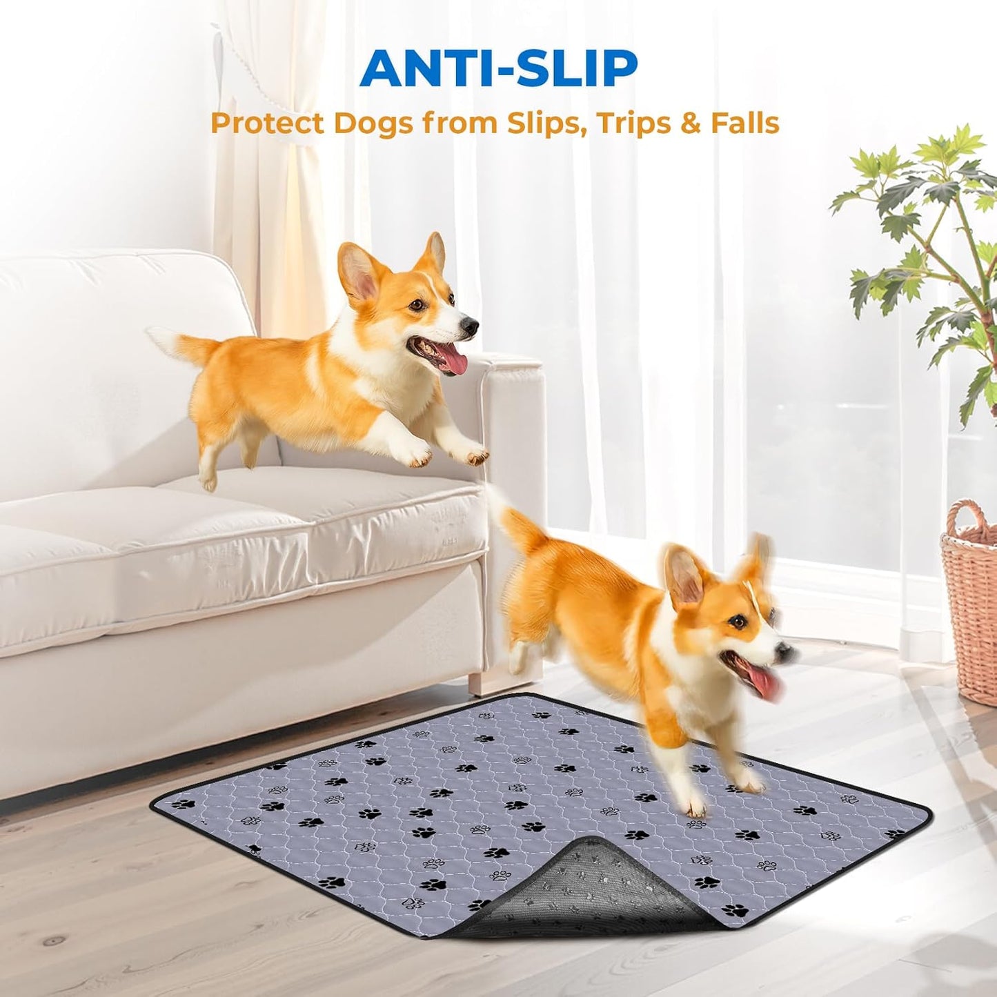 Fostanfly Non-Slip Washable Pee Pads for Dogs, 2 Pack Large 63"x63" Ultra-Absorbent and Leak-Proof Reusable Potty Training Pads for Dogs and Cats Puppy Pads - Pet Explorer