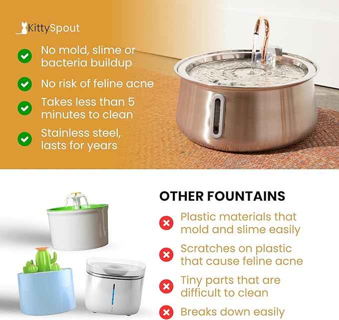 The KittySpout Stainless Steel Wireless Cat Water Fountain, 4L/108oz