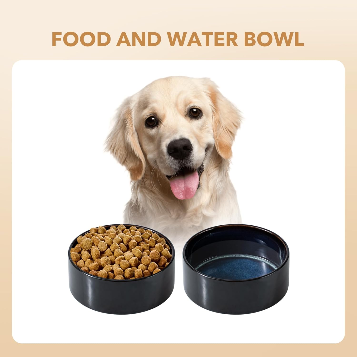 Ceramic 8.2inch Dog Bowl for Large Breed Dogs, Anti-Slip and Weighted Pet Food and Water Dishes (Single Bowl, Starry Sky) - Pet Explorer