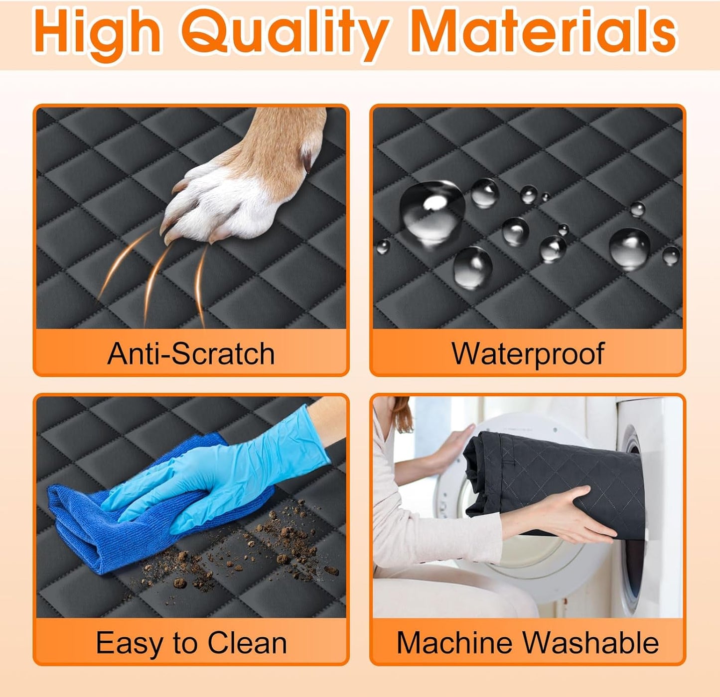 Waterproof Dog Car Seat Cover for Back Seat - Durable, Scratch Proof Pet Hammock with Nonslip Design & Storage Pockets, Fits Cars, SUVs, Trucks- S, Black - Pet Explorer
