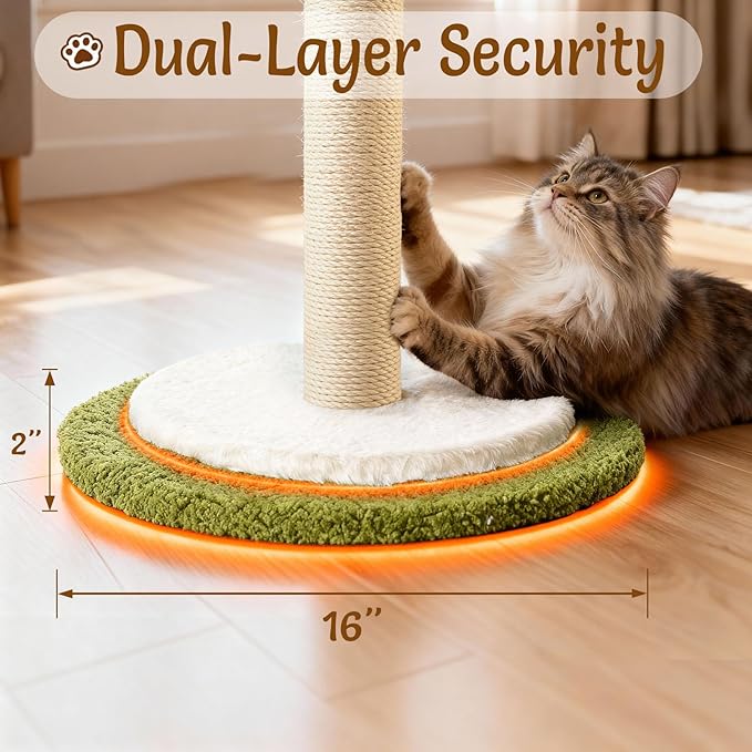CWV 45" Tall Cat Scratching Post, Cute Violet Flower Cat Scratcher for Indoor Adult Cats & Kittens, Cat Tree Tower with Sturdy Base, Sisal Rope, Interactive Toys & Cat Gifts, Rascadores para Gatos