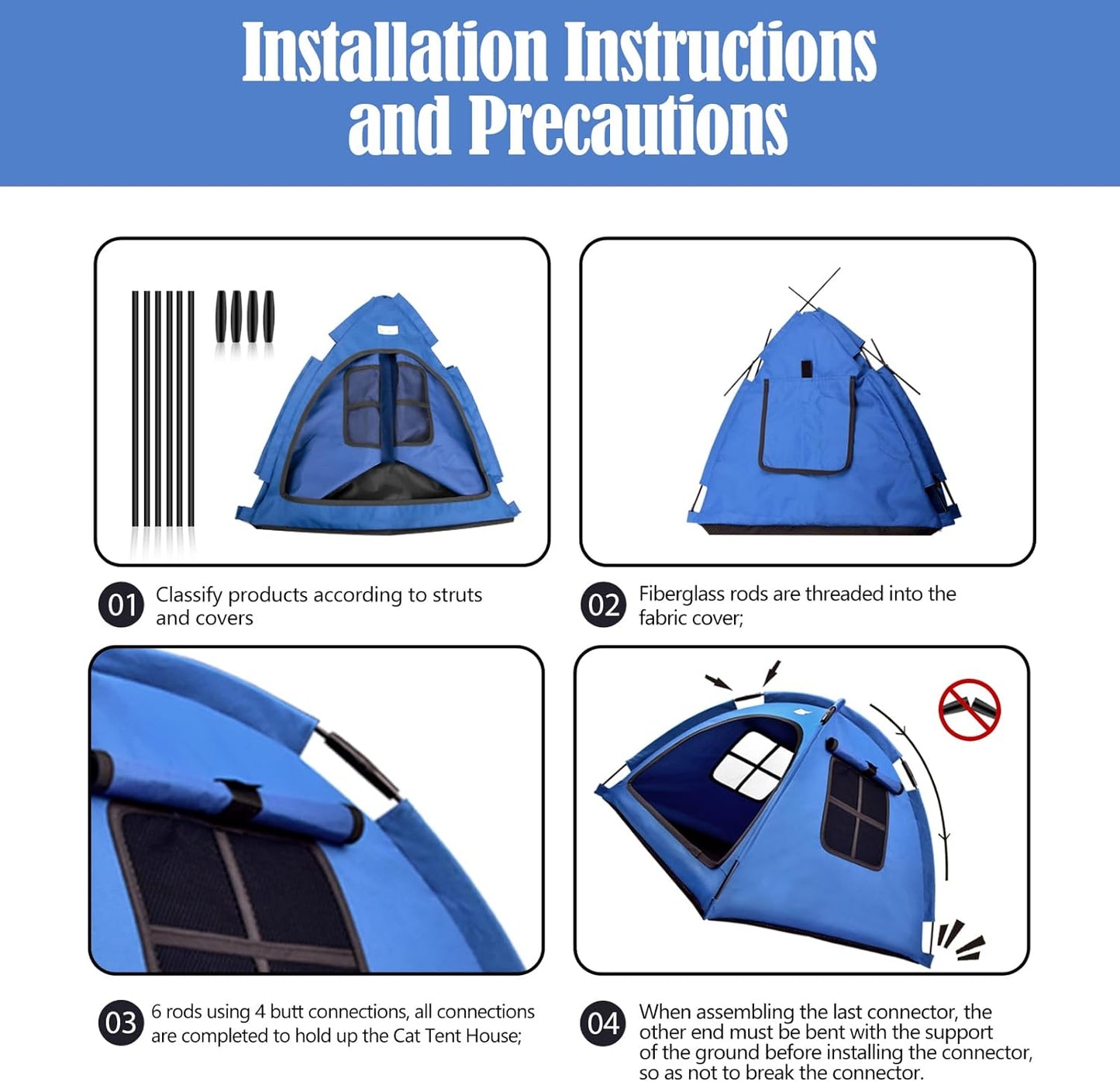Navy Blue Small Cat & Dog Outdoor House Tent - Waterproof, Washable & Multipurpose - Ideal for Cats, Dogs & Bunnies - Pet Explorer