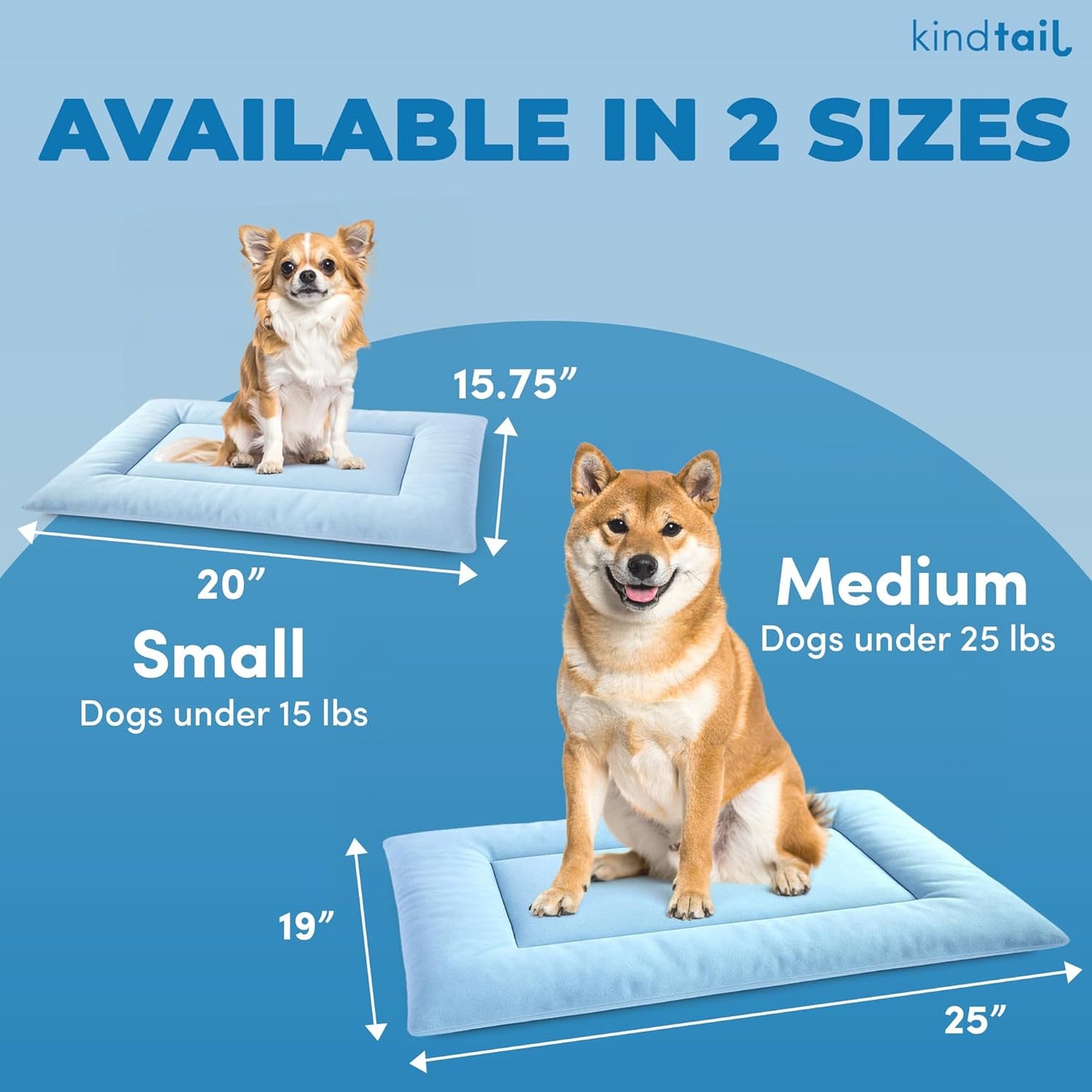 KindTail Dog Crate Pad - Soft Velvet, Reversible Bed - Machine Washable Kennel Mat for Pets up to 15 lbs, Mattress for Cozy Sleeping - 20” x 15” x 1” (Light Blue, Small) - Pet Explorer