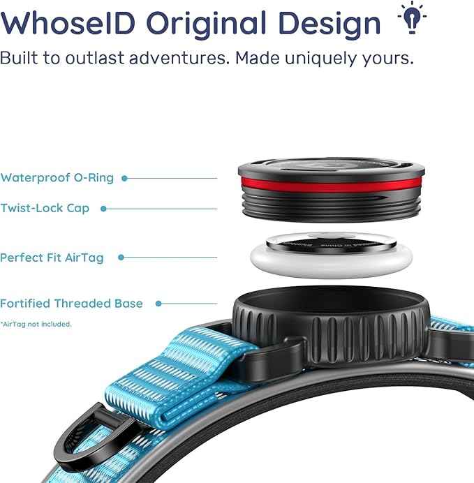 WhoseID Premium Dog Collar for Large Dogs - IPX8 Waterproof AirTag Dog Collar | Magnetic Buckle Heavy Duty Collar | 450LB Escape-Proof | Reflective Dog Collar with AirTag Holder