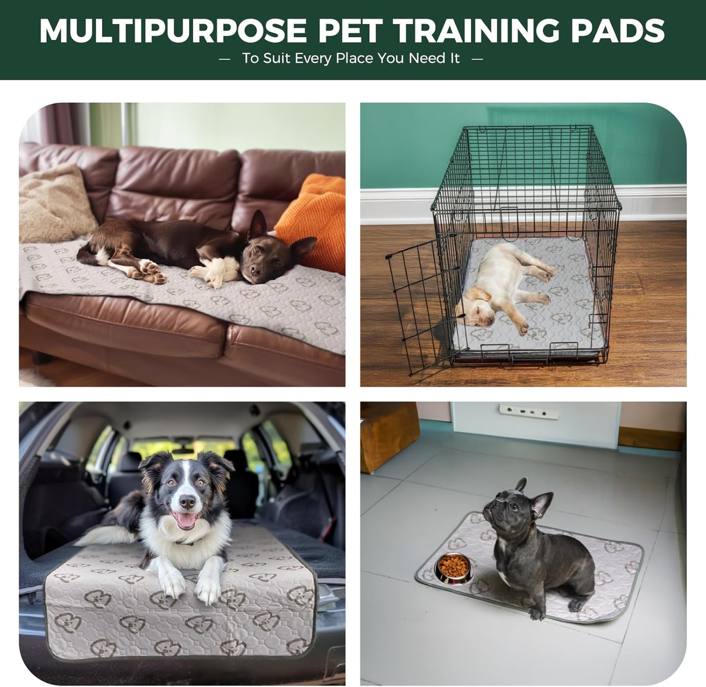 FXW Washable Pee Pads for Dogs, Puppy Pads with Super Absorbent, Specifically Designed for Potty Training, 29" × 18" Rectangle, Khaki, 4 Packs - Pet Explorer
