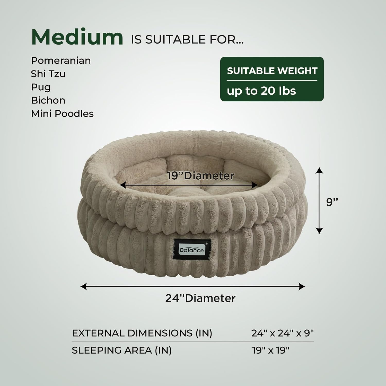 BALANCE Cat Bed Kitten Bed, Washable Round Cat Beds for Indoor Cats,Super Soft Plush Faux Fur Pet Bed for Puppy and Kitten with Anti-Slip Bottom - Pet Explorer