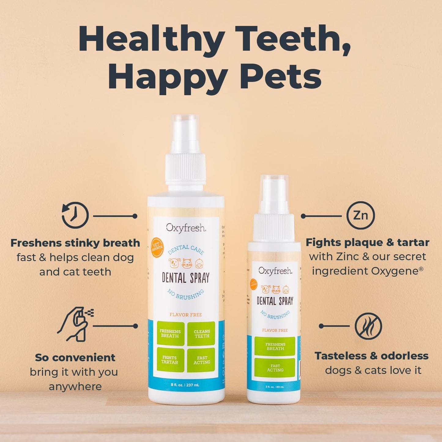 Oxyfresh Advanced Pet Dental Spray – Instant Dog and Cat Fresh Breath: Easiest No Brushing Pet Dental Solution for Dogs and Cats – Best Way to Fight Plaque, Keep Teeth & Gums Healthy, 8oz. - Pet Explorer