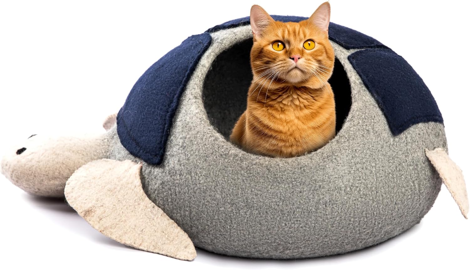 Luxurious Eco-Friendly Merino Wool Cat Cave Bed Sloth - Foldable Hideaway Pod for Indoor Cats - Premium Felt Kitten Beds - Covered Cat House for Ultimate Cozy Comfort by Woolygon - Pet Explorer