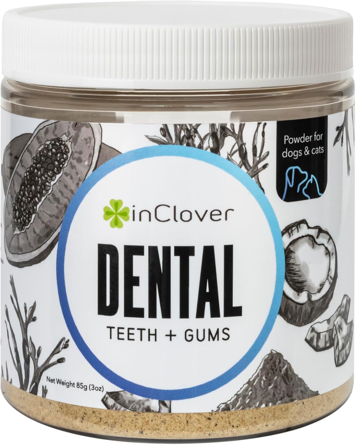 InClover Dog and Cat Dental Powder for Teeth Cleaning and Enamel and Gum Health, Natural Pet Supplement, Breath Freshener - Naturally Flush Away Tartar, No Brushing Necessary - Pet Explorer