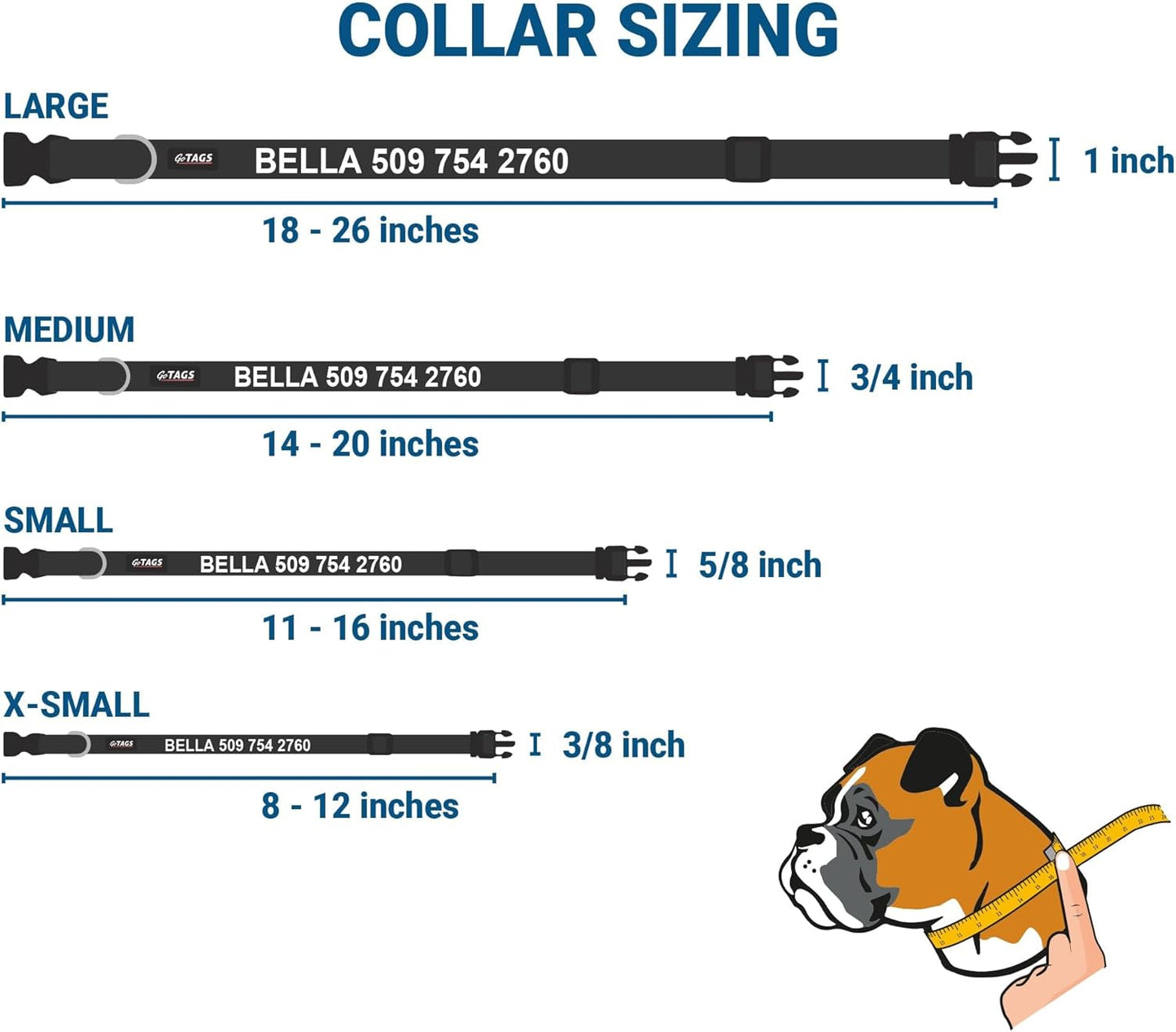 GoTags Personalized Dog Collar with Nameplate, Adjustable Dog Collar with Custom Engraved Slide On Pet ID Tag in Stainless Steel, Silent, No Noise Dog Tag (Hunter Green, Large)