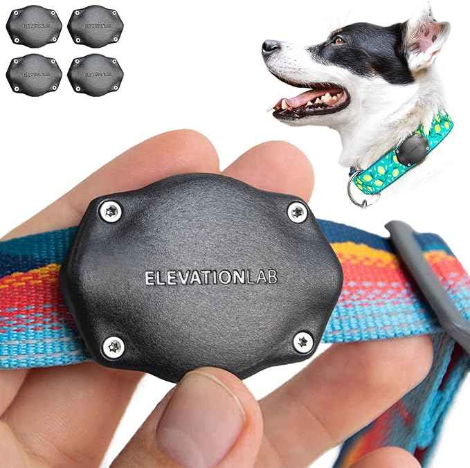 Elevation Lab AirTag Dog Collar Holder - TagVault™ - Secure Thru-Mount, IP69 Waterproof, Doesn't Dangle, Fits All Width Collars (4 Pack)