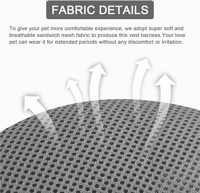 Cat Harness and Leash Set, Upgraded Escape Proof Adjustable Kitten Vest with Lead for Small Cat Outdoor Walking, Soft Breathable Mesh Jacket with Reflective Strips for Dark Night (S, Mature Gray)