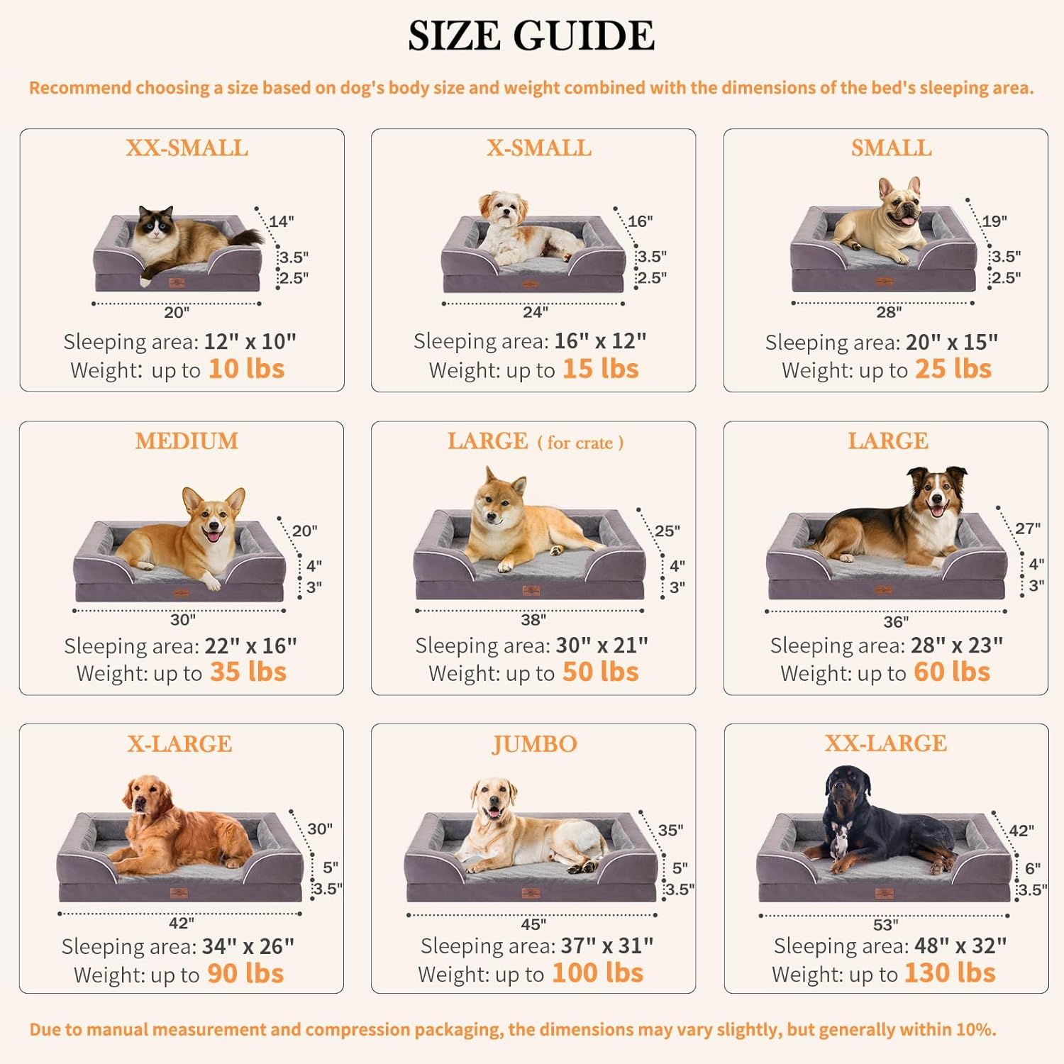 Comfort Expression Small Dog Beds Waterproof Cat Beds Orthopedic Foam Sofa Beds for Small Dogs Comfy Pet Bed with Washable Removable Cover & Non-Slip Bottom(XX-Small,Purple) - Pet Explorer