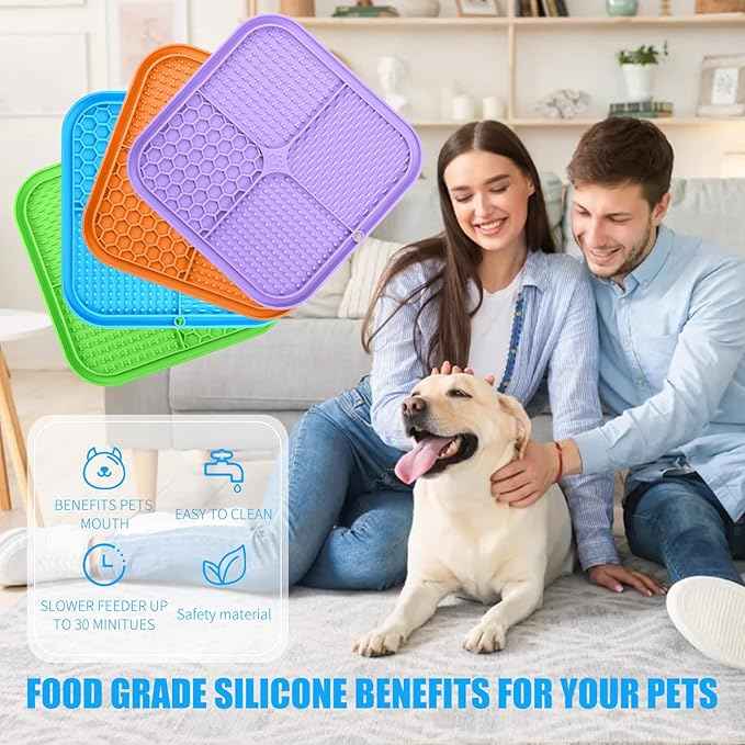 Lick Mat for Dogs, Premium Lick Pad with Suction Cups for Dog Anxiety Relief, Slow Feeder Dog Bowls, Bathing, Grooming and Training.