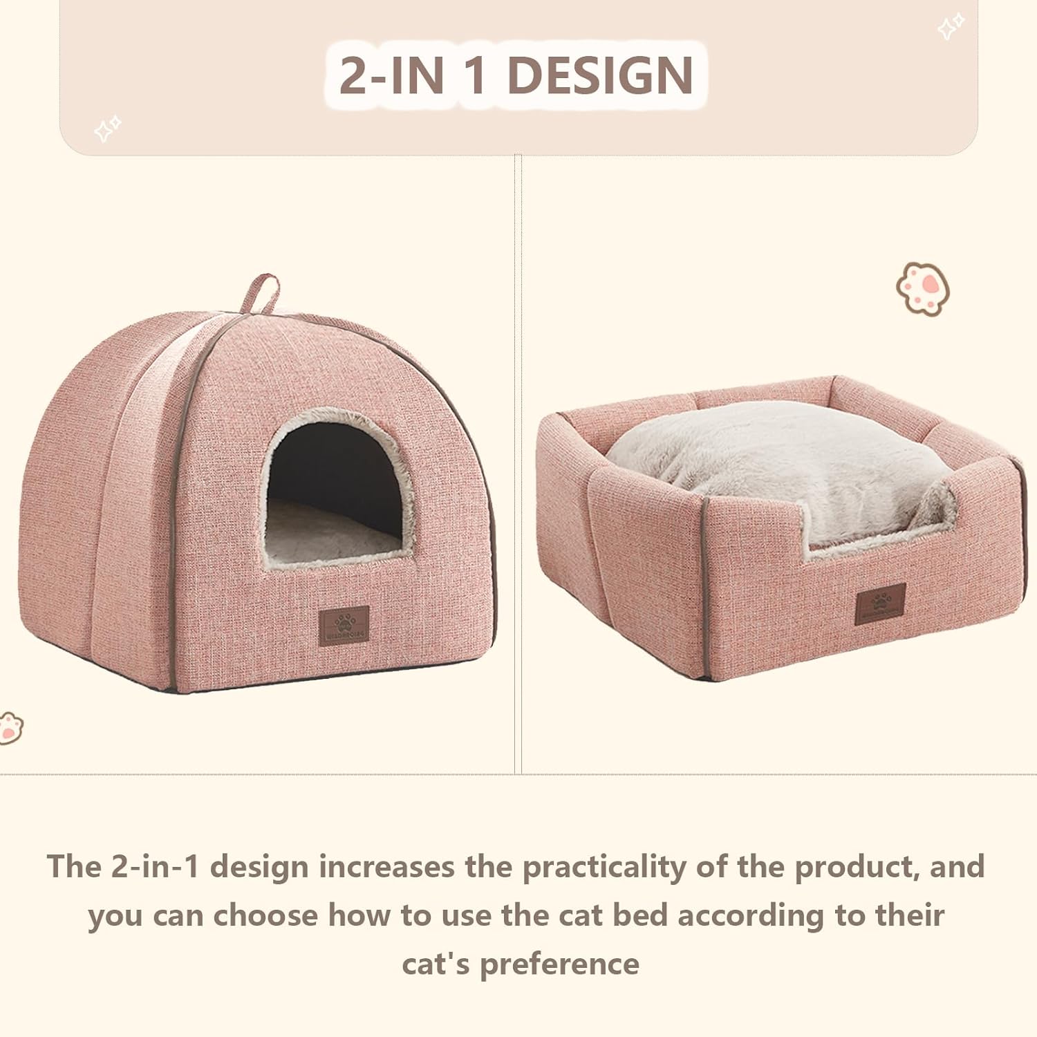 Cat Bed for Indoor Cats - Cats Cave Bed Cat House Cat Tent with Removable Washable Cushioned Pillow, Soft Kitten beds, & Furniture, for Small and Medium Pet Bed - Pet Explorer