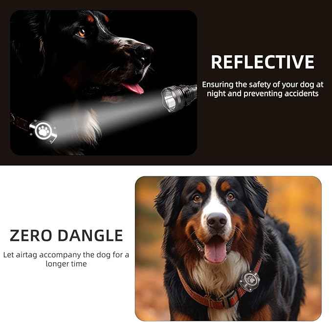 AirTag Dog Collar Holder, 100% Waterproof Air Tag Mount, Compatible with Apple Air Tag for Dogs & Cat Collars, Ultra-Durable Dog Collar AirTag Holder - Fits All Width Collars (Reflective,1 Pack)