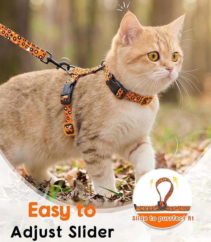 Halypet 2-Pack Cat Harness and Leash Set, Escape Proof 3-in-1 Adjustable Harness for Cats, Soft Lightweight, Easy On & Control for Walking, Travel & Outdoor Use, Medium (Navy & Orange)