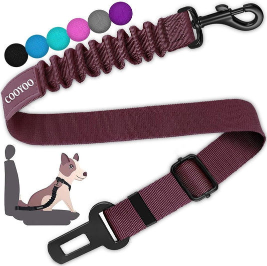 COOYOO Dog Seat Belt,Retractable Dog Car Harness Seat Belt for Car Adjustable Nylon Pet Safety Seat Belts Heavy Duty & Elastic Bungee Buffer - Pet Explorer