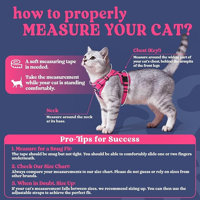 rabbitgoo Cat Harness and Leash for Walking, Escape Proof Soft Adjustable Vest Harnesses for Cats, Easy Control Breathable Reflective Strips Jacket, Coconut Fuchsia,XS