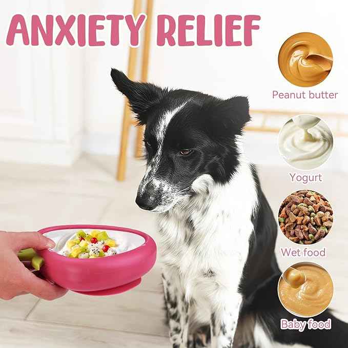 Freeze Dog Lick Bowl, Animire Non-Slip Slow Feeder Lick Mat for Dogs, Silicone Dog Enrichment Bowl for Distraction Anxiety Relief Boredom, BPA Free, Dishwasher Safe(Rose,S)